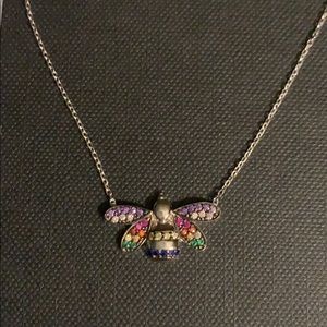 Aqua Silver with gold plated Multicolor bee necklace